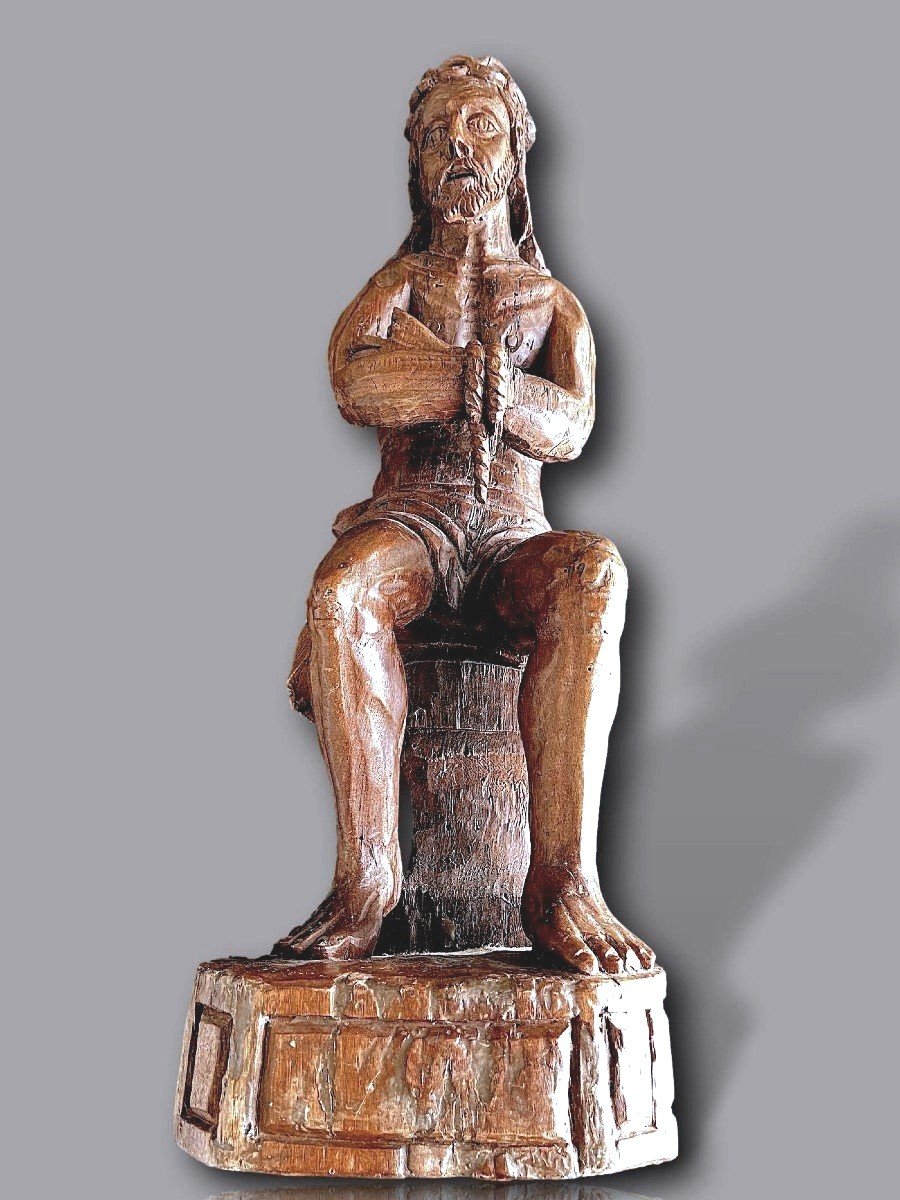 Christ Aux Liens - Sculpture En Bois Sculpté, Castille, XVIe Siècle-photo-1