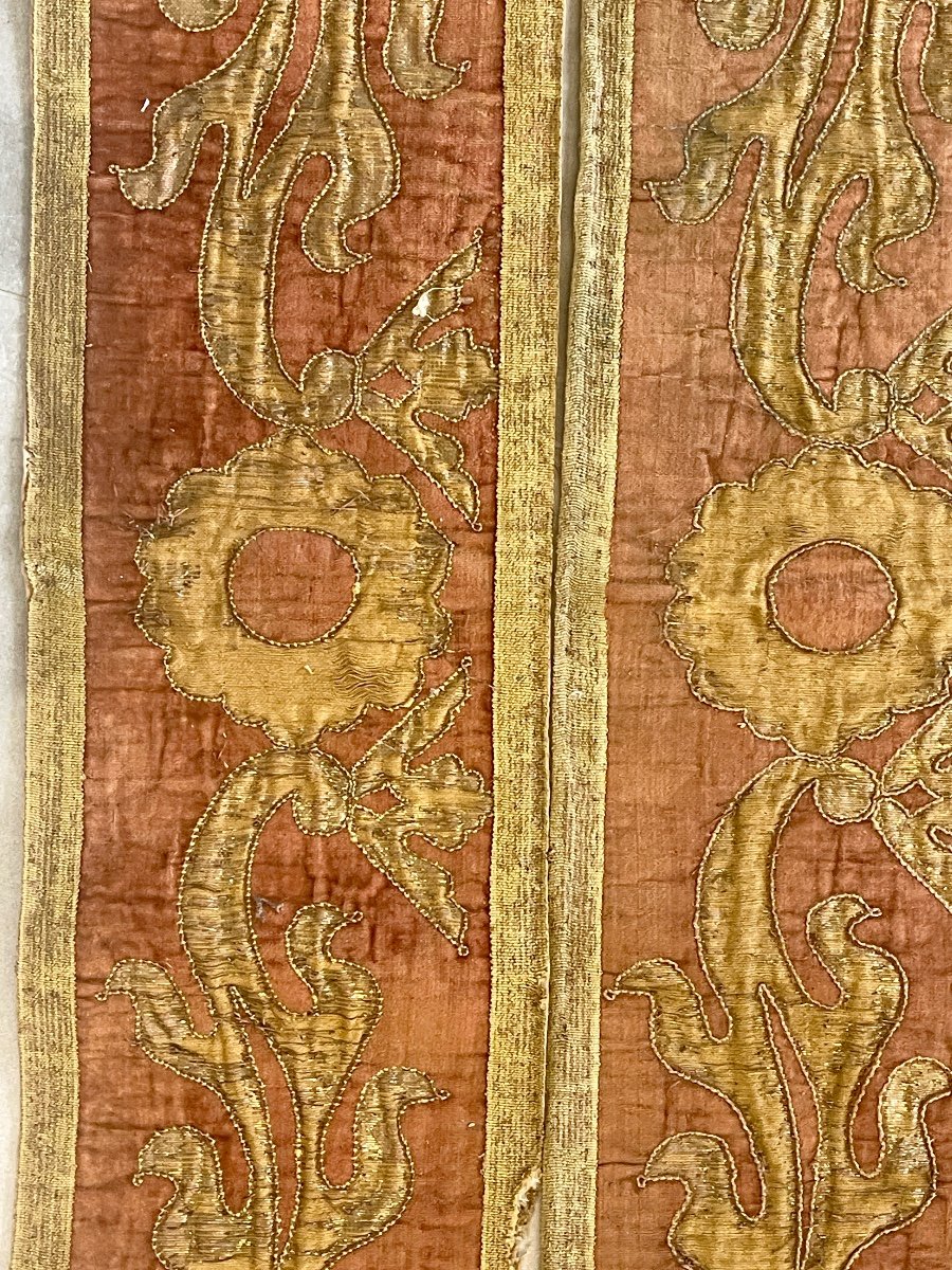 Ensemble  De Trois Pentes Brodées Début XVIIe Siècle-photo-4
