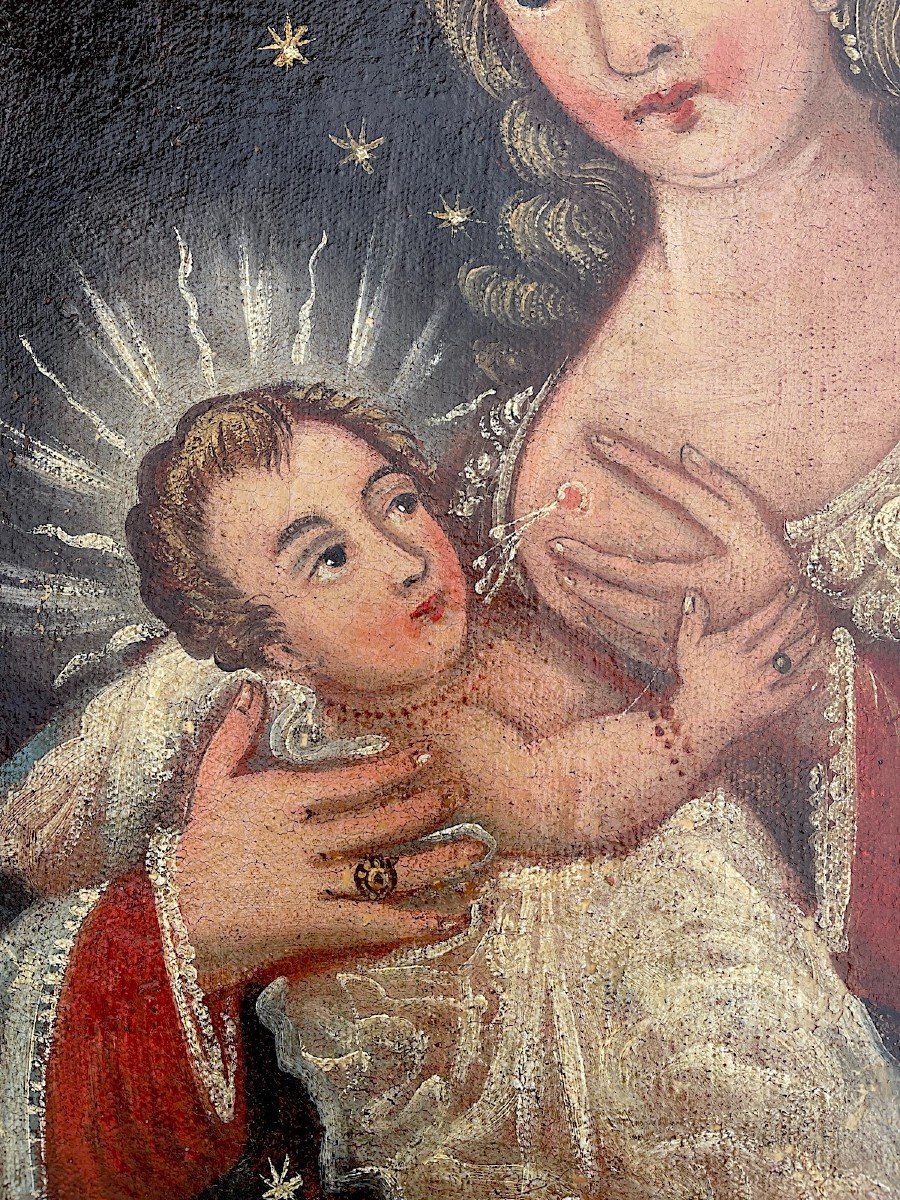 Maternité Sacrée : Vierge à l'Enfant, école Coloniale Sud-américaine, Fin Du XVIIIe Siècle-photo-3