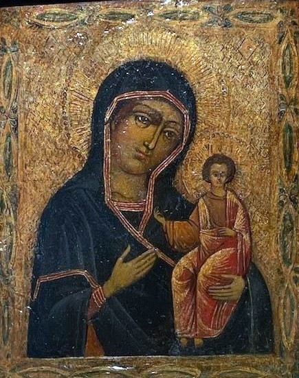 Ancient Icon Of The Virgin Hodigitria – Crete Or Balkans, 16th Century – Egg Tempera On Gold