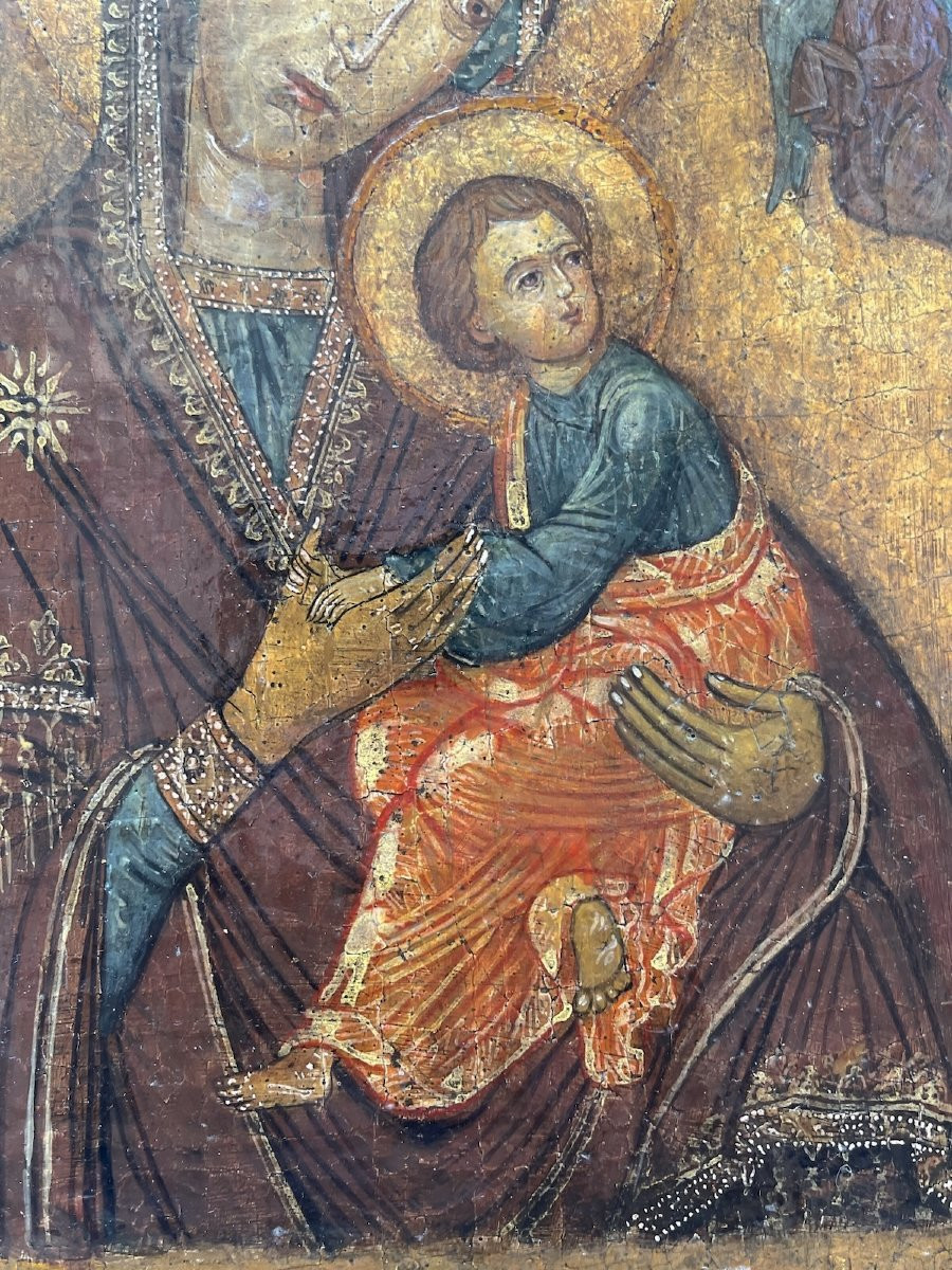 Vierge à l’Enfant - Ecole Vénéto-Crétoise XVIeme siècle - Tempera sur fond d'Or-photo-2