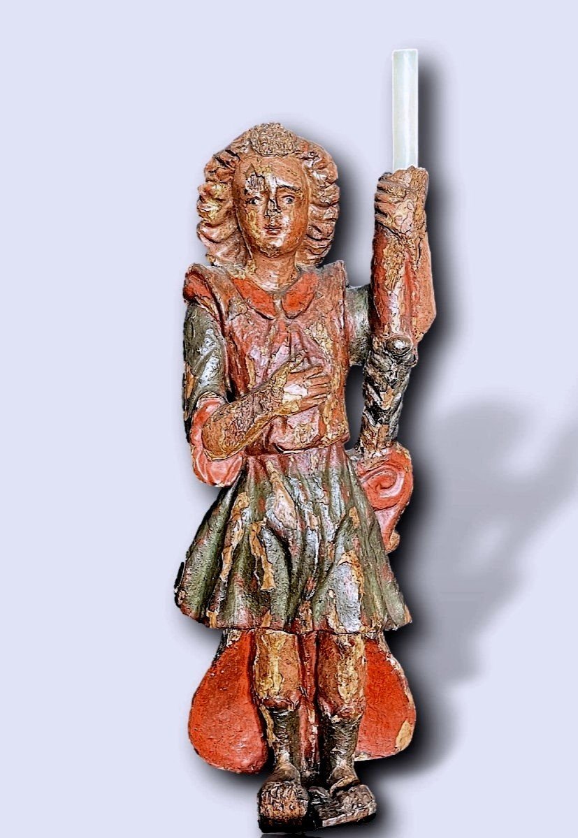 Pair Of Large Wooden Ceremonial Angels - Siena, 16th Century-photo-3