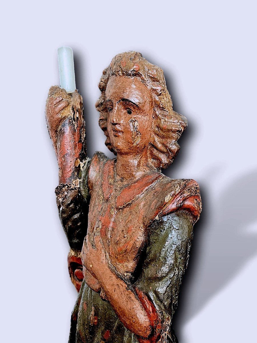 Pair Of Large Wooden Ceremonial Angels - Siena, 16th Century-photo-5