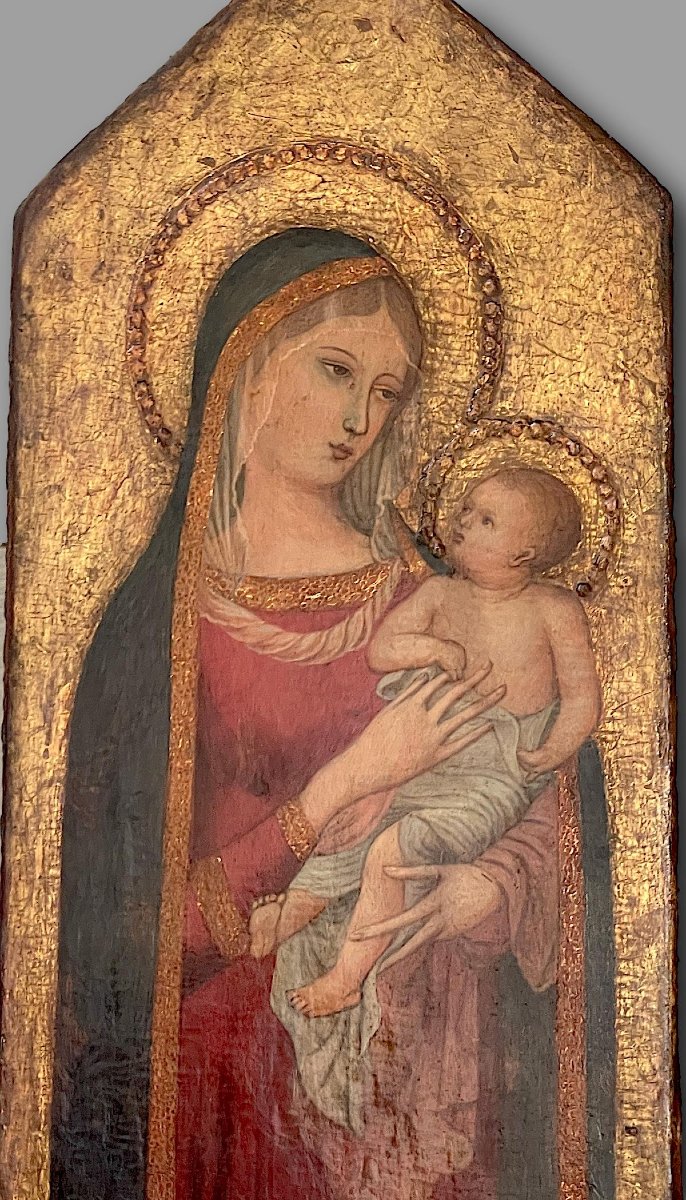 Virgin And Child - Siena In The Style Of The Trecento — Tempera On Gold Ground-photo-3