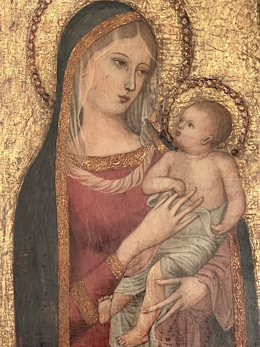 Virgin And Child - Siena In The Style Of The Trecento — Tempera On Gold Ground-photo-4
