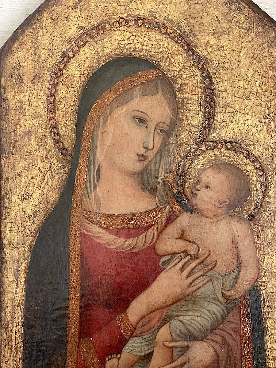 Virgin And Child - Siena In The Style Of The Trecento — Tempera On Gold Ground-photo-2