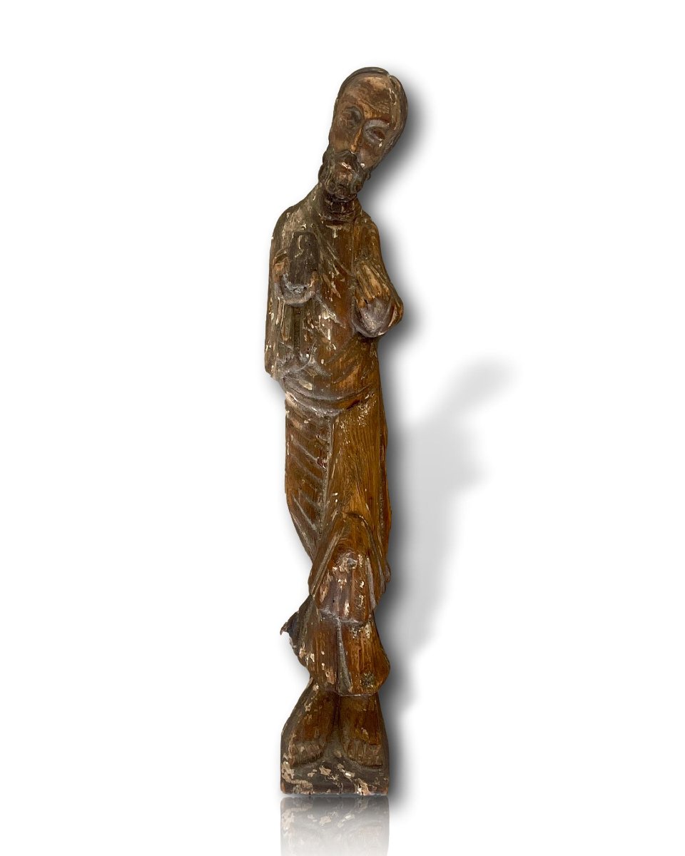 Christ Teaching — High Romanesque Statue In Polychrome Wood - 12th Century -photo-2