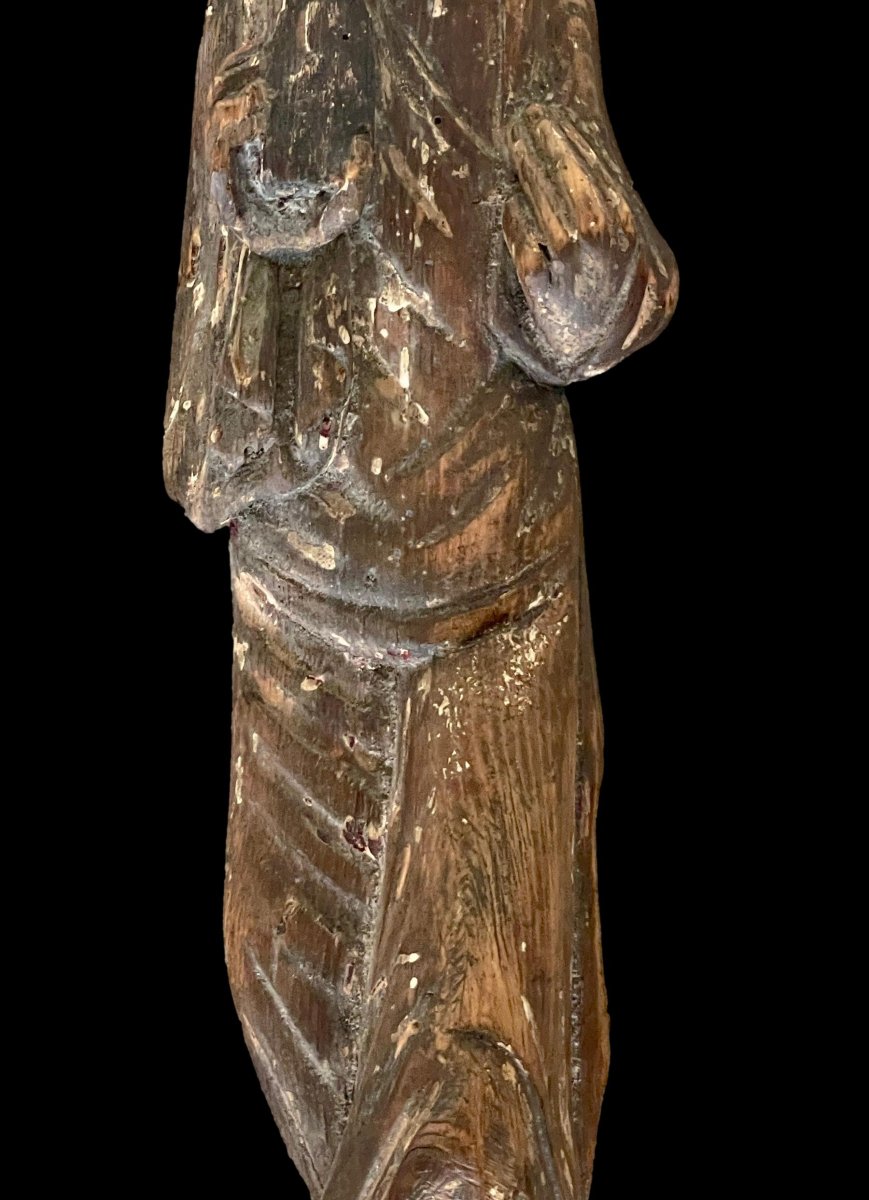Christ Teaching — High Romanesque Statue In Polychrome Wood - 12th Century -photo-4