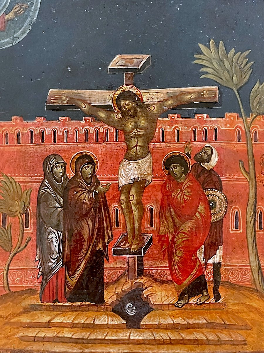 Crucifixion – Veneto-cretan School C1650, Circle Of Theophanes The Cretan-photo-3