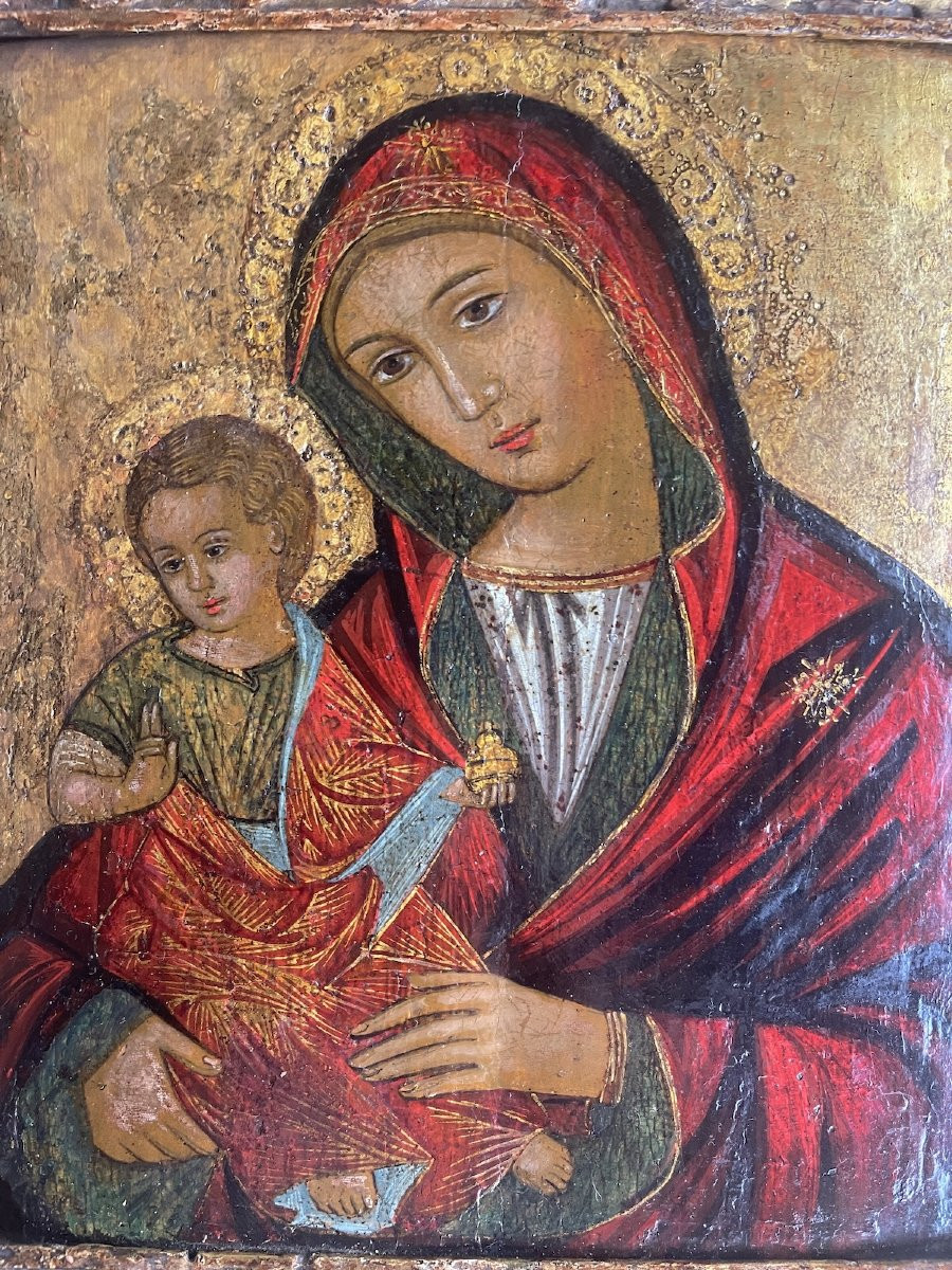 Vierge à l’Enfant– Oeuvre Vénitienne, tempera sur panneau, XVe-XVIe siècle-photo-4