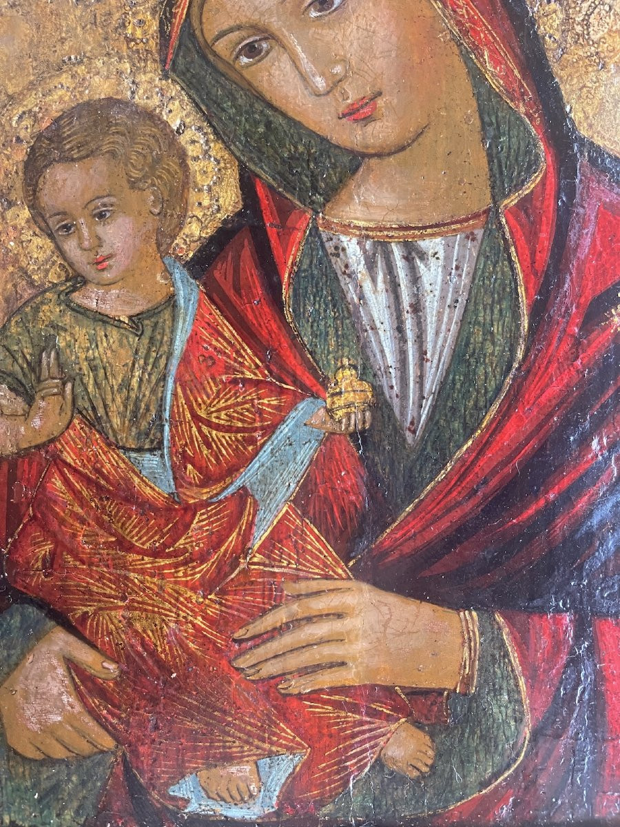 Vierge à l’Enfant– Oeuvre Vénitienne, tempera sur panneau, XVe-XVIe siècle-photo-5