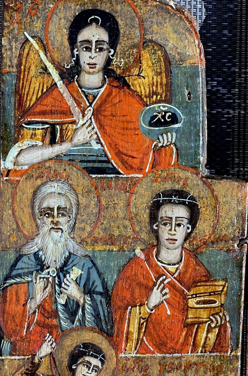 Triptyque de dévotion à la Vierge à l’Enfant –Balkans 18ème– Tempera sur Panneau-photo-5