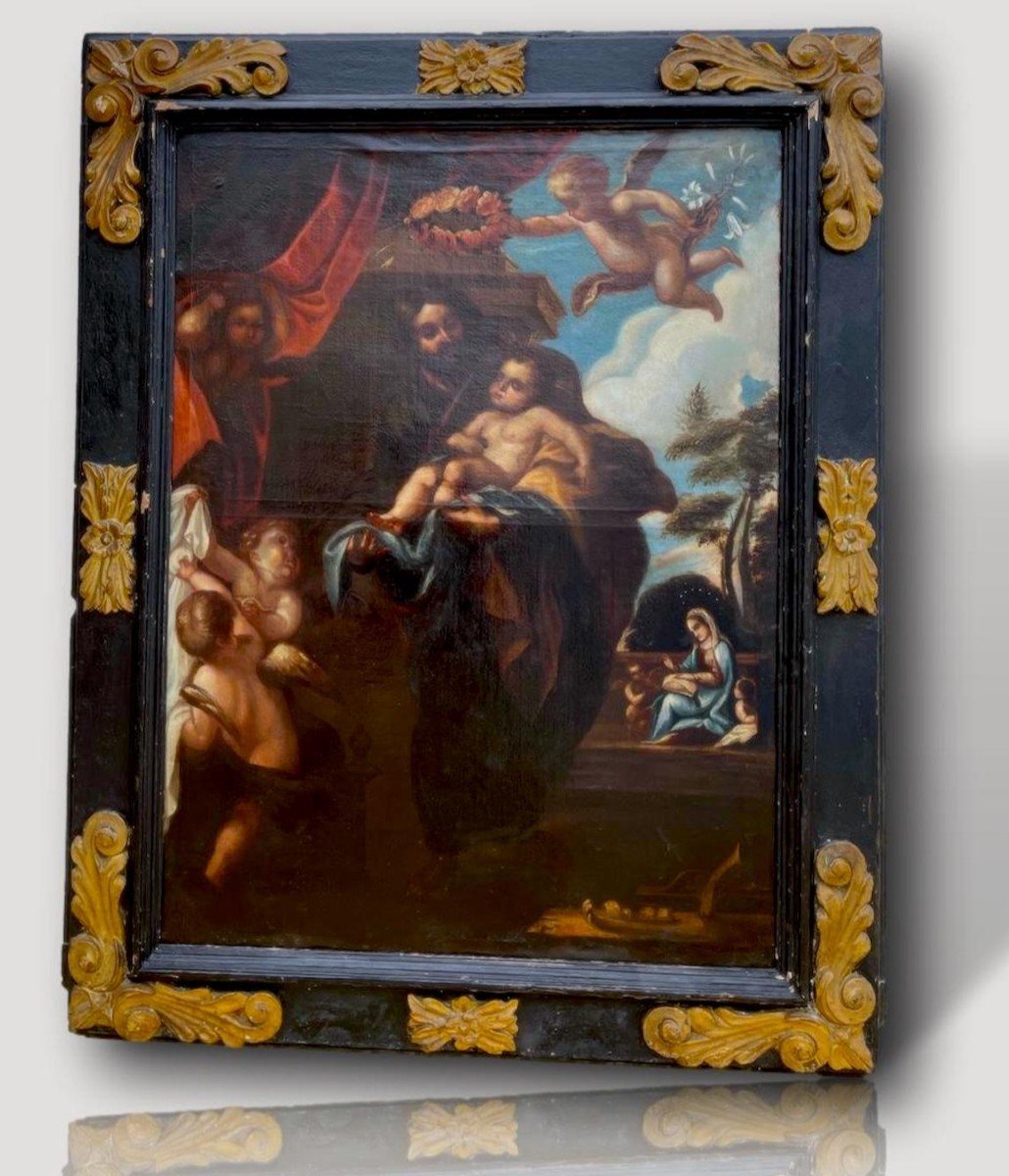 Adoration de l’Enfant Jésus – École italienne, fin XVIe – début XVIIe siècle-photo-6