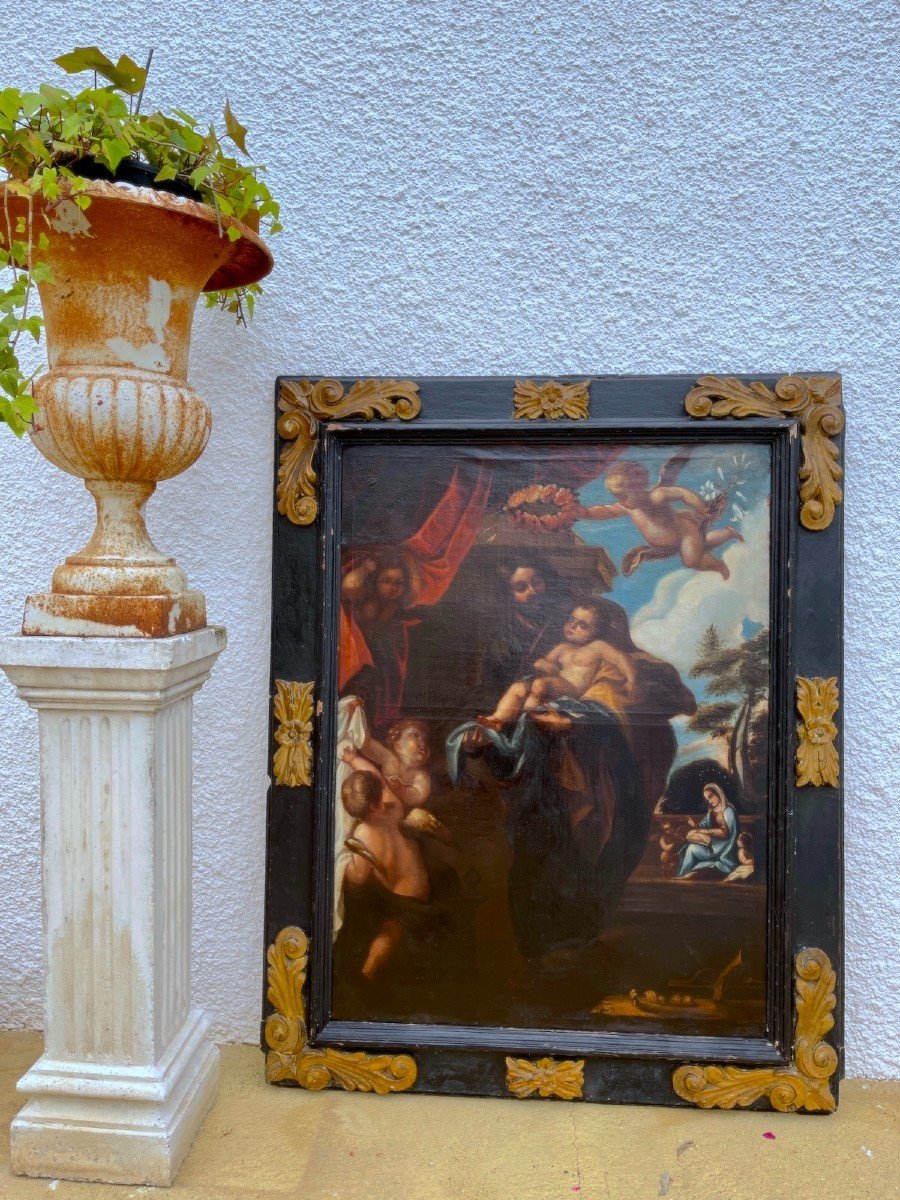Adoration de l’Enfant Jésus – École italienne, fin XVIe – début XVIIe siècle-photo-7