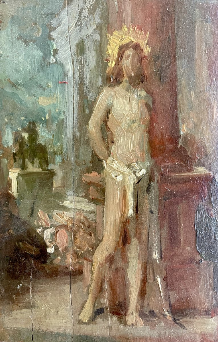 Ferdinand Humbert (1842–1934) — Study Of A Haloed Man, Standing Nude - Christ?-photo-2