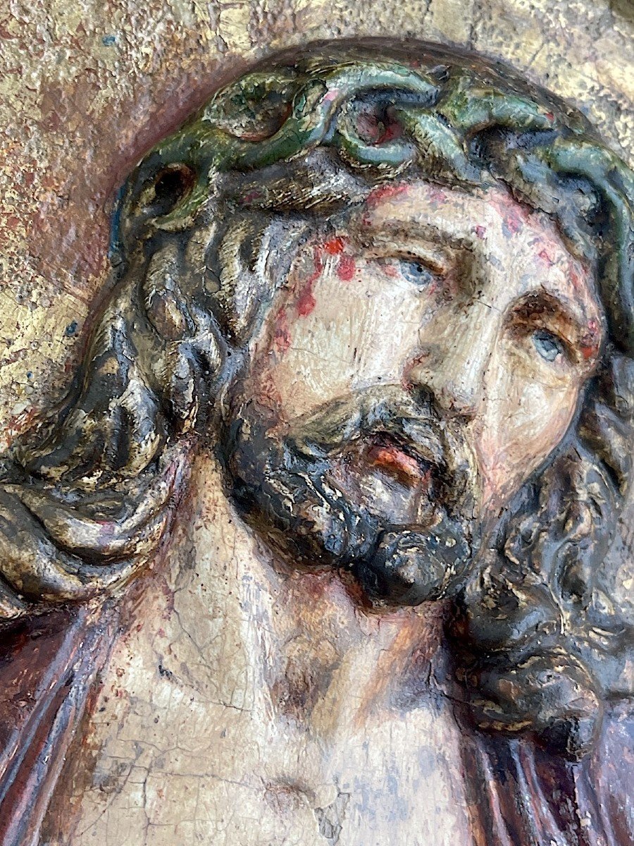 Ecole des Malines - Paire De Bas -reliefs 15e Sculptés - Tempera Sur Fond d'Or-photo-3