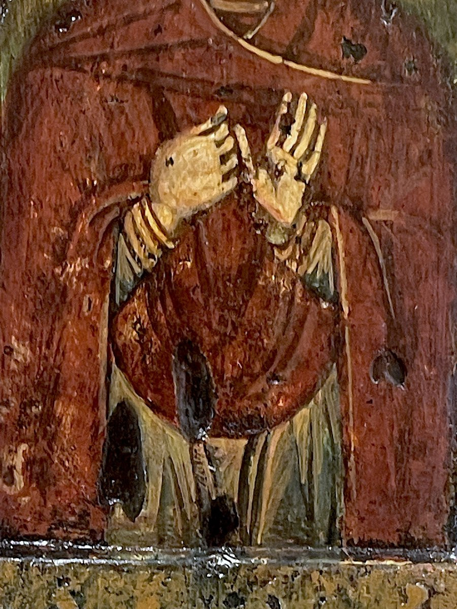 Sainte femme auréolée, tempera sur panneau, XVIᵉ siècle (école italo-byzantine) –-photo-4