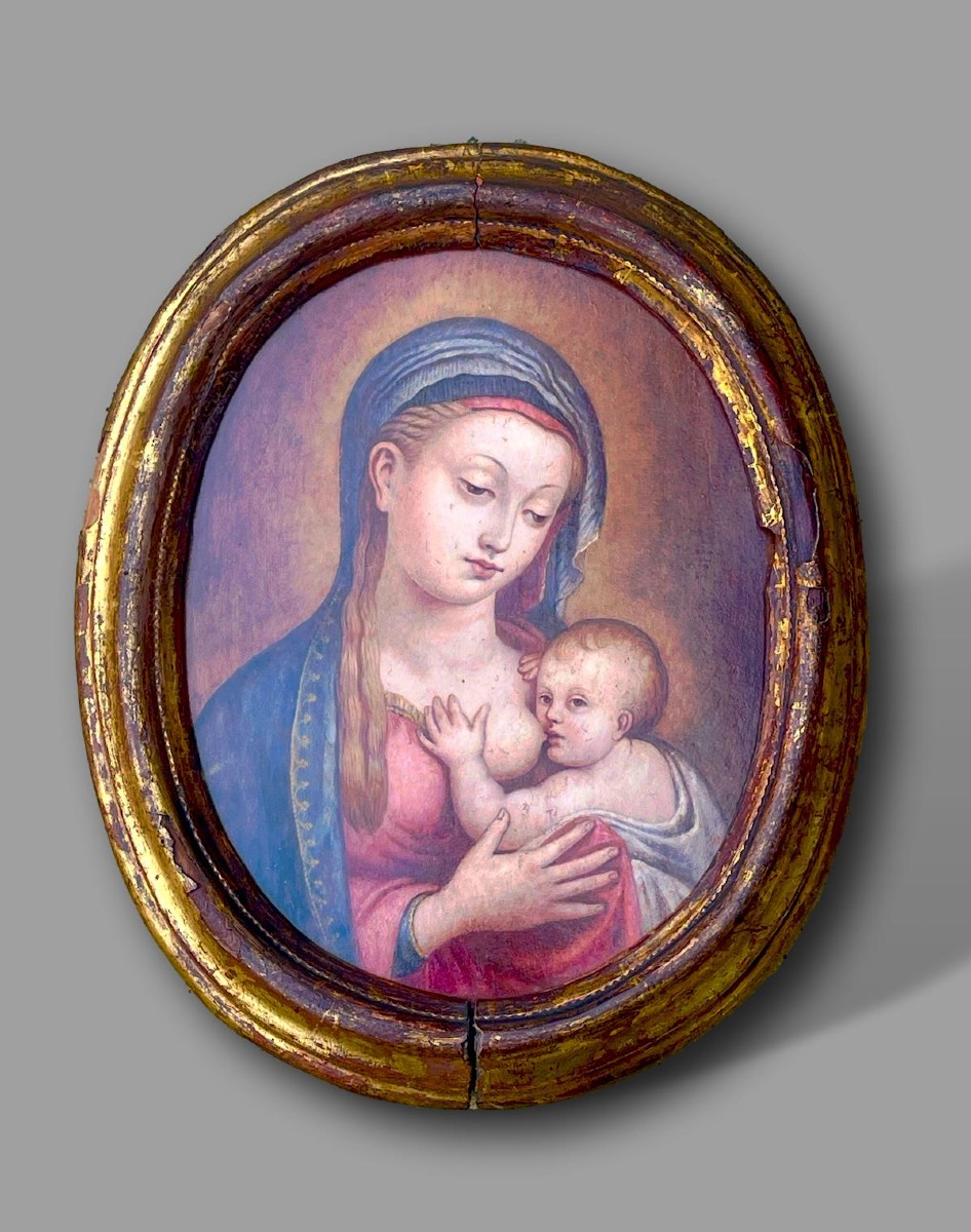 Vierge à l’Enfant allaitant - Huile sur panneau – École italienne du XVIᵉ siècle