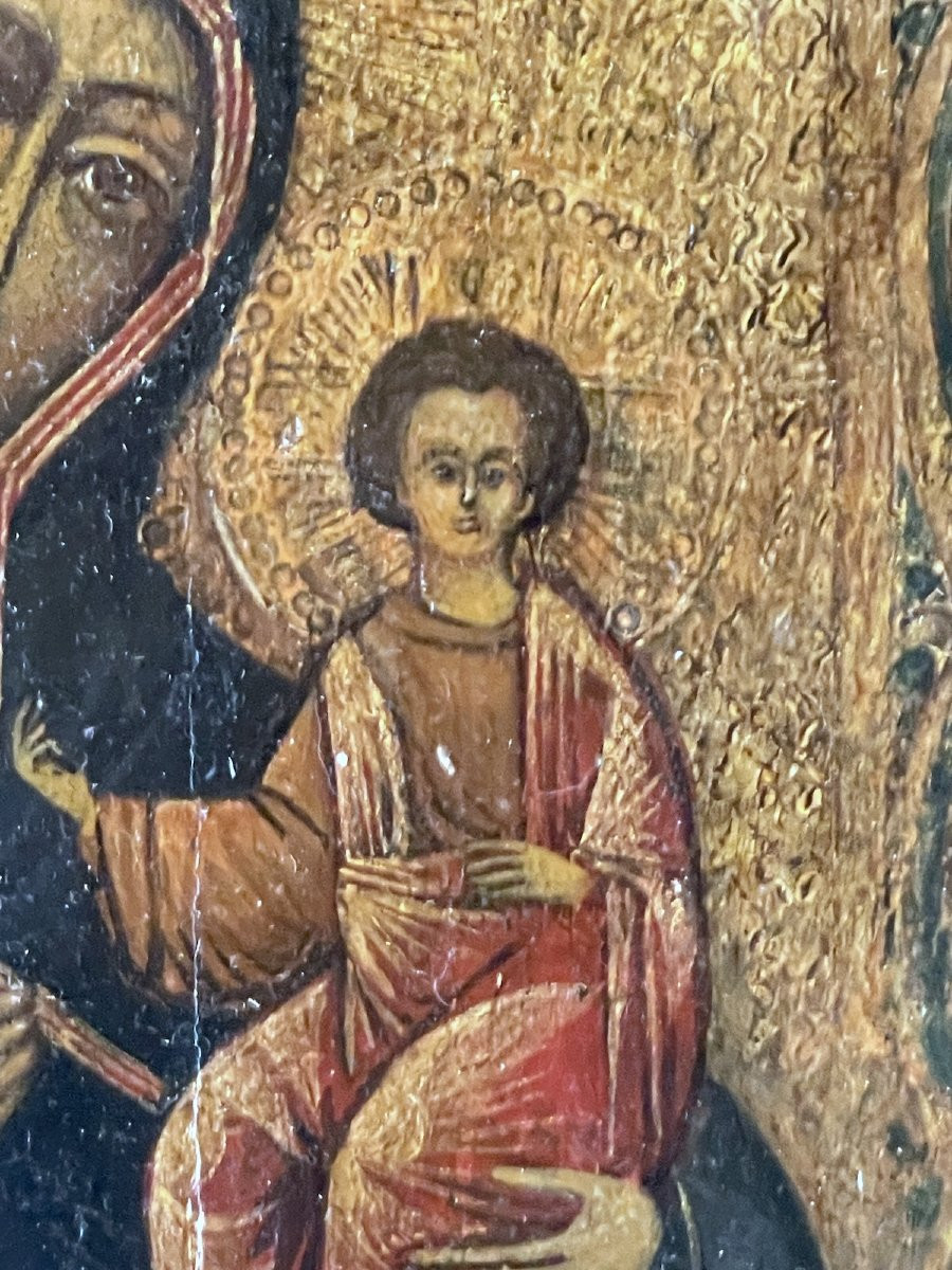 Ancient Icon Of Mary And Jesus – Crete Or Balkans, 16th Century-photo-4