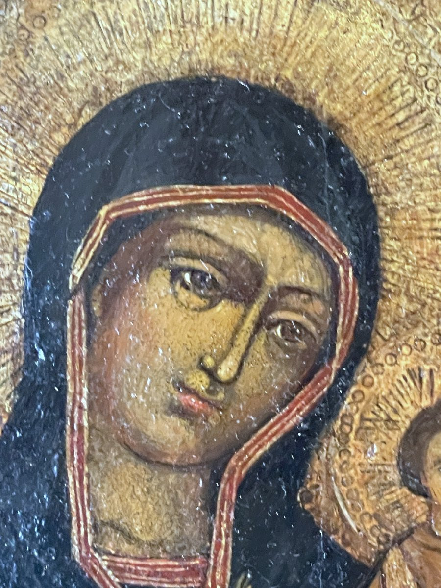 Ancient Icon Of Mary And Jesus – Crete Or Balkans, 16th Century-photo-1