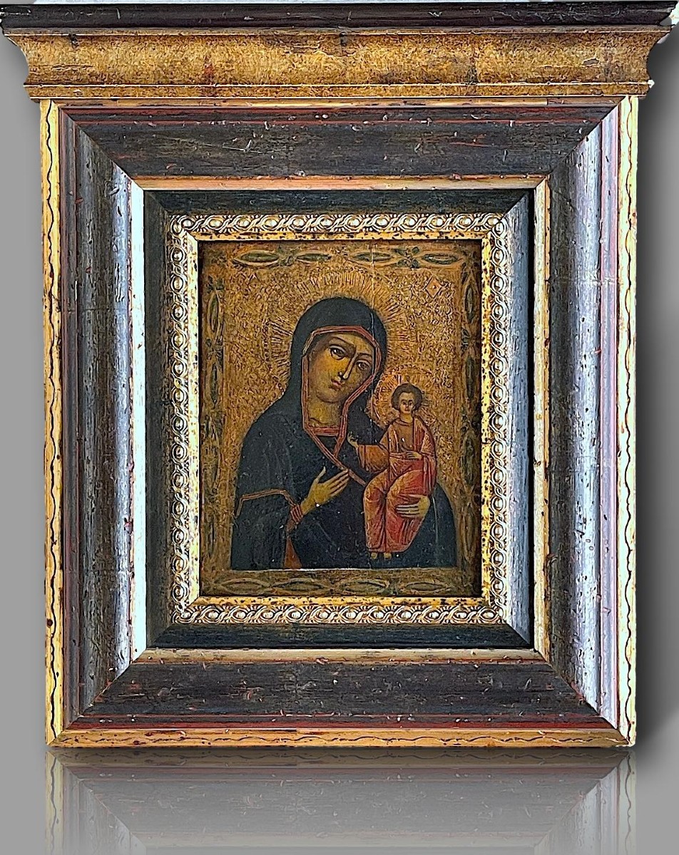 Ancient Icon Of Mary And Jesus – Crete Or Balkans, 16th Century