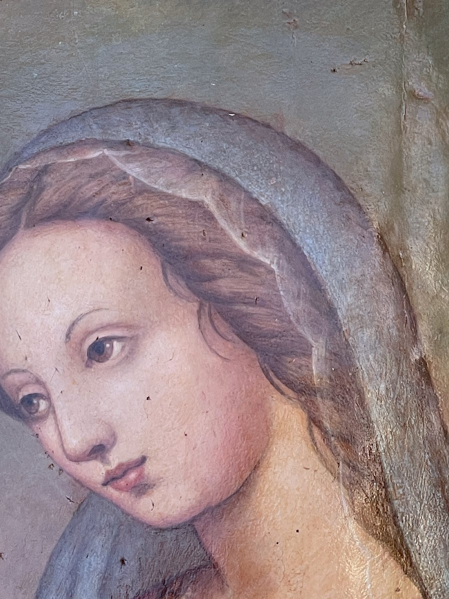 Virgin In Prayer - Tempera On Wood Panel - Italian School, 16th Century-photo-2