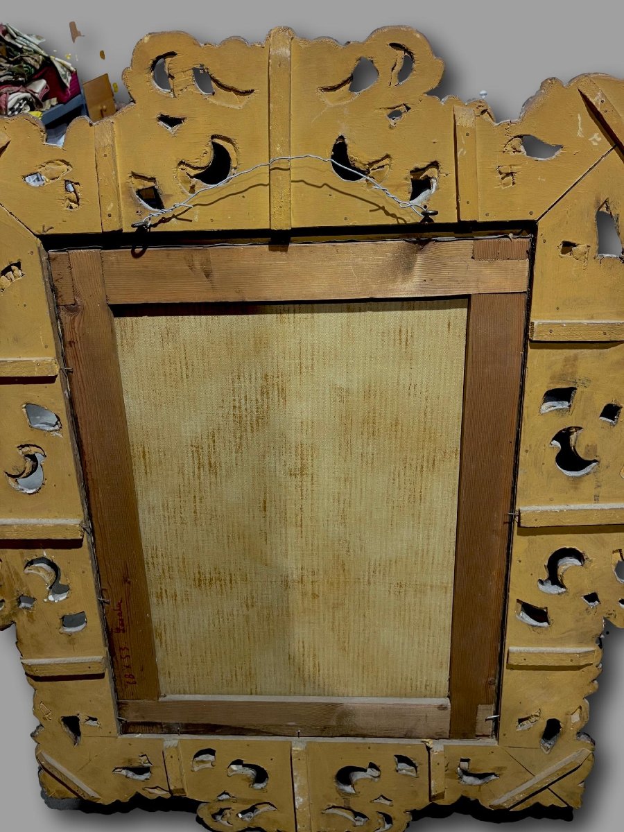 "the Virgin Between Two Musical Angels" – After Hans Memling – Oil On Canvas -photo-3