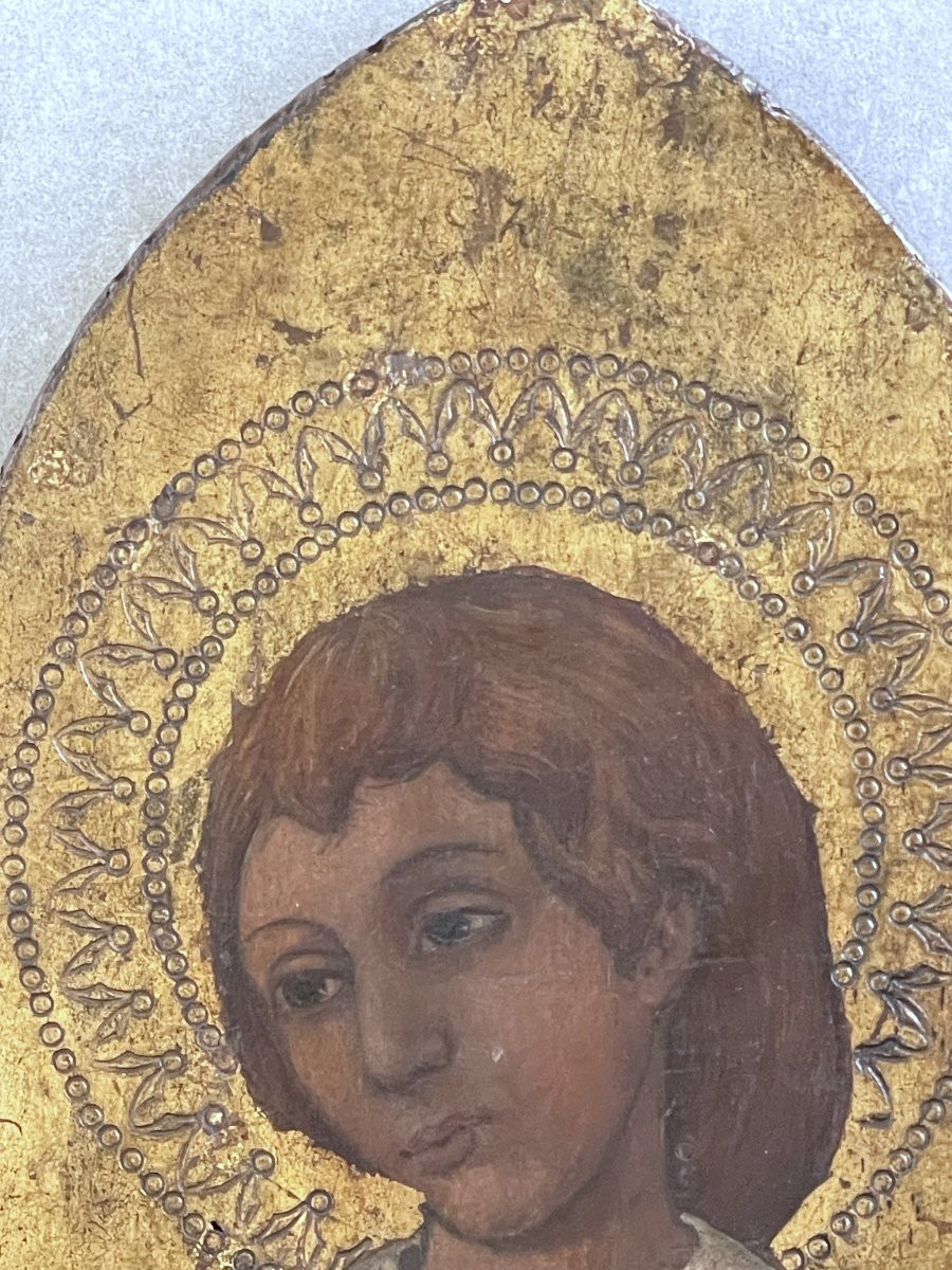 Young Saint In Prayer – Tempera On Gold Ground Panel – 15th Century Italian School-photo-4