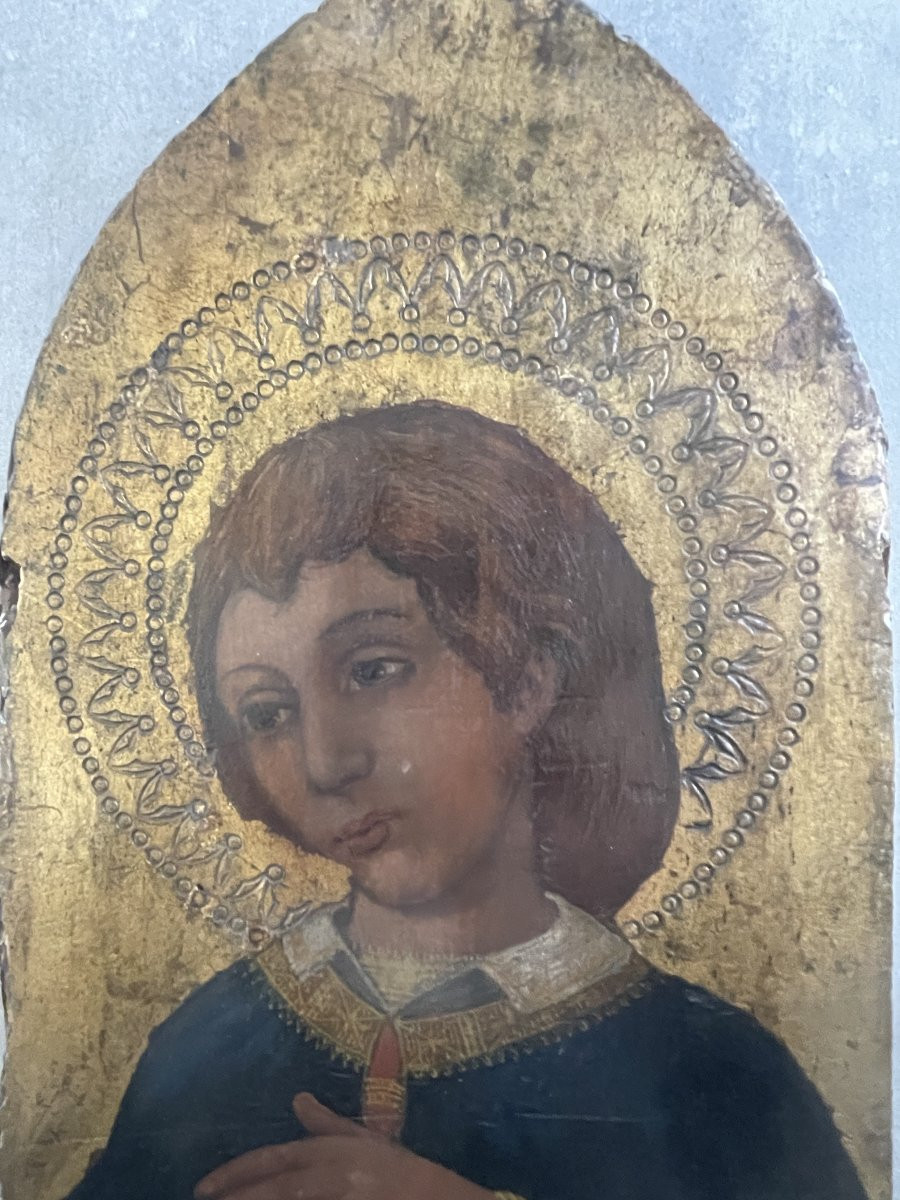 Young Saint In Prayer – Tempera On Gold Ground Panel – 15th Century Italian School-photo-3