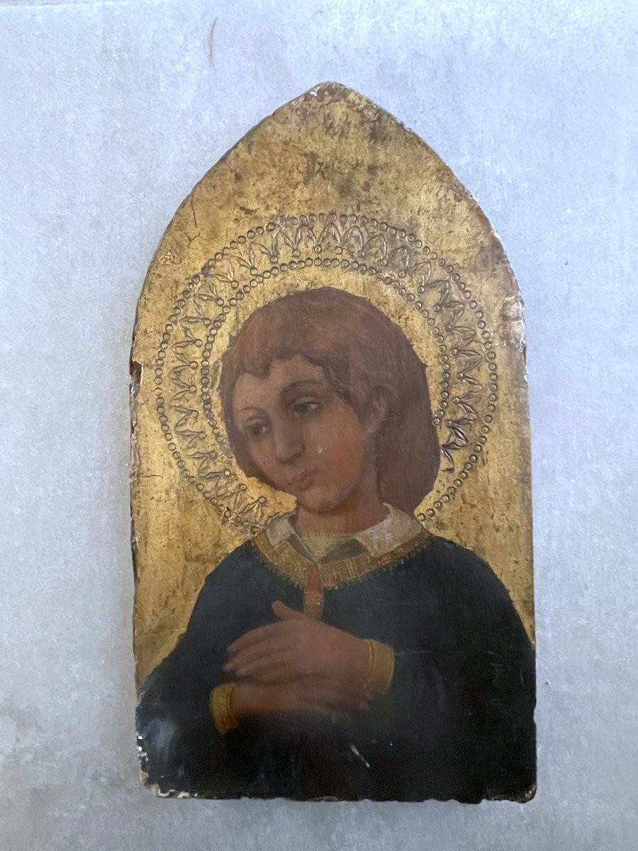 Young Saint In Prayer – Tempera On Gold Ground Panel – 15th Century Italian School-photo-4