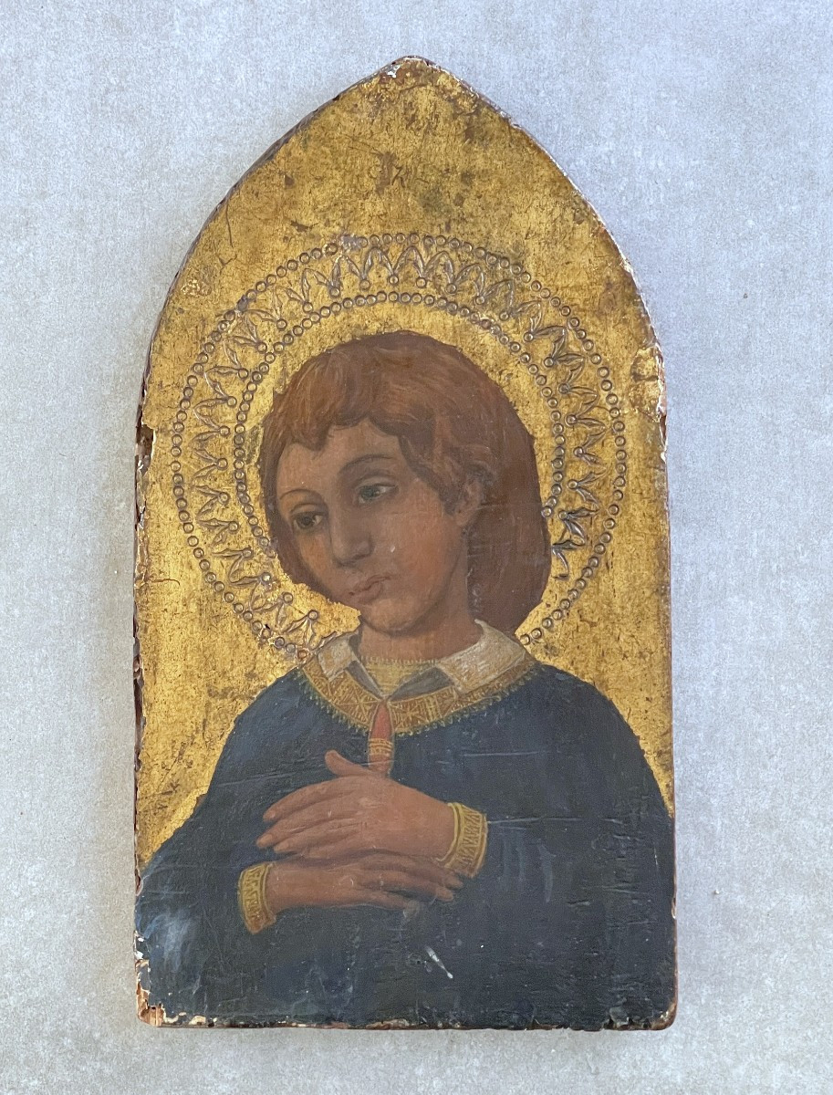 Young Saint In Prayer – Tempera On Gold Ground Panel – 15th Century Italian School