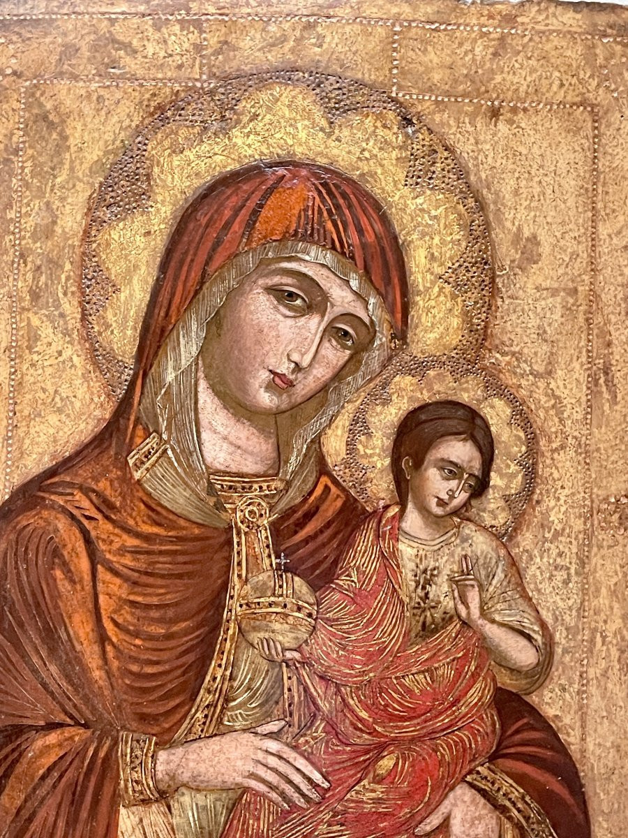 Virgin And Child In Majesty – Tempera And Gold Leaf On Panel – Central Italy 14th / Early 15th -photo-3