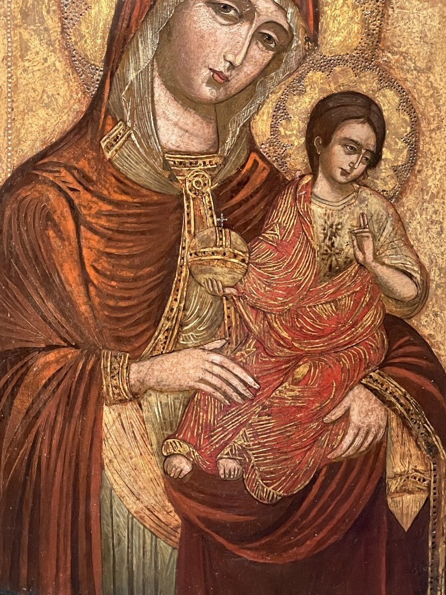 Virgin And Child In Majesty – Tempera And Gold Leaf On Panel – Central Italy 14th / Early 15th -photo-1