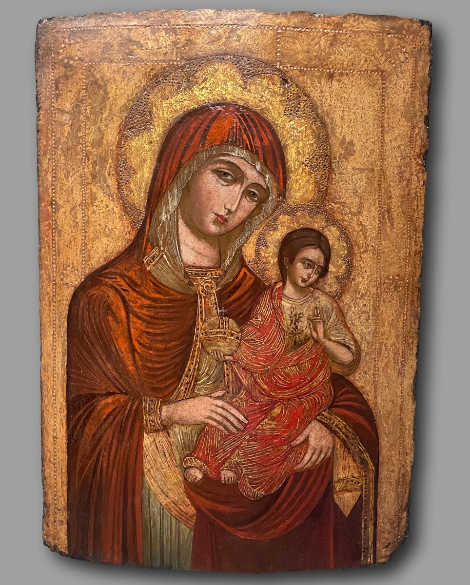 Virgin And Child In Majesty – Tempera And Gold Leaf On Panel – Central Italy 14th / Early 15th -photo-3