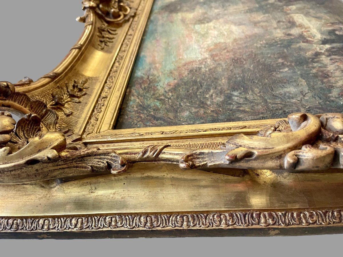 Fête galante dans un Parc – Entourage de Monticelli, huile sur panneau, fin XIXᵉ-photo-7