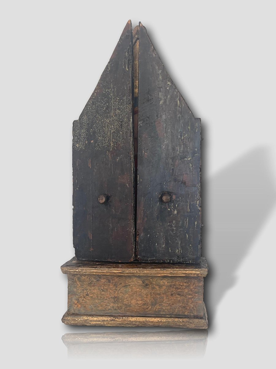 Large Sienese Triptych From The Trecento - Tempera On A Gold Ground - Circle Of Ambrogio Lorenzetti-photo-7