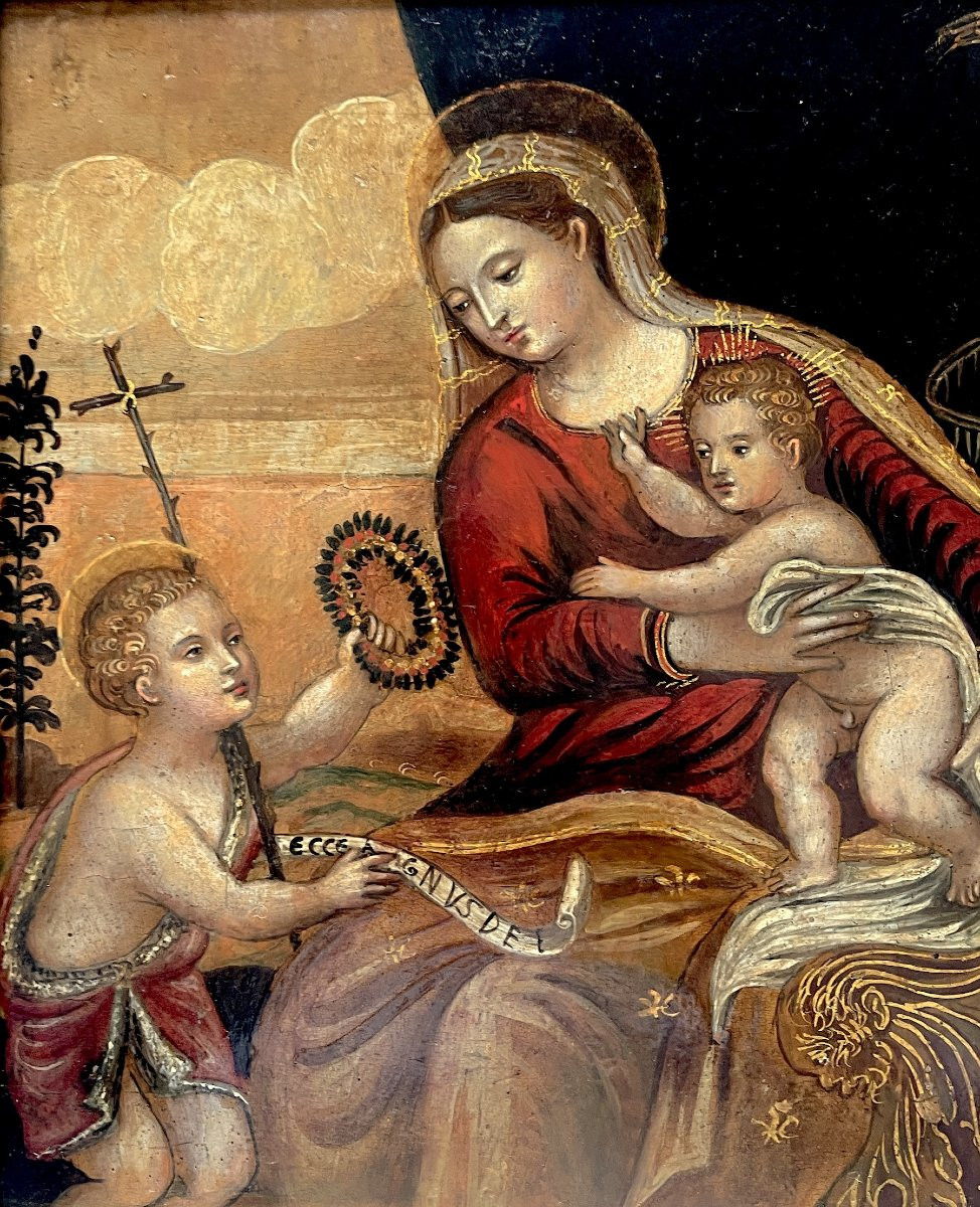 Vierge à l’Enfant et Saint Jean-Baptiste enfant - Toscane XVIème siècle-photo-4