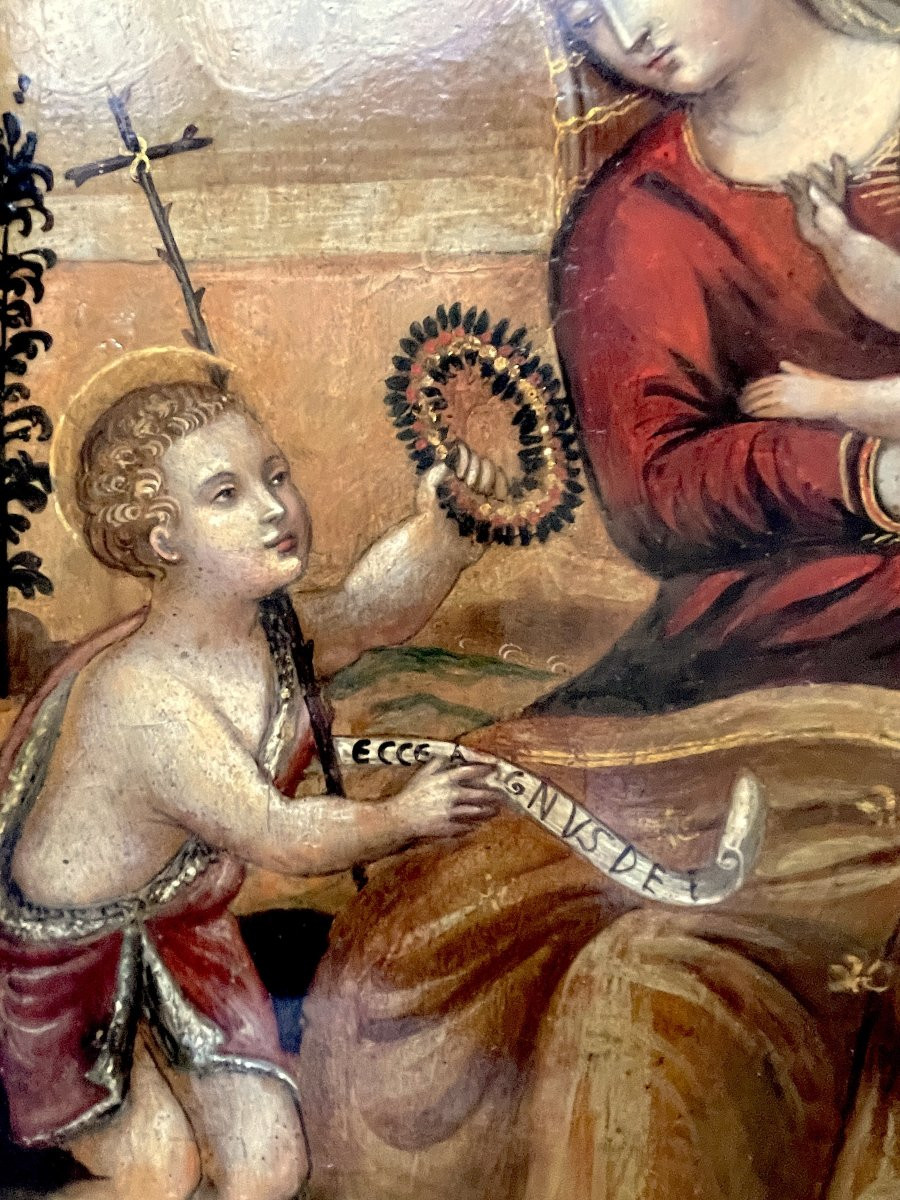 Vierge à l’Enfant et Saint Jean-Baptiste enfant - Toscane XVIème siècle-photo-6