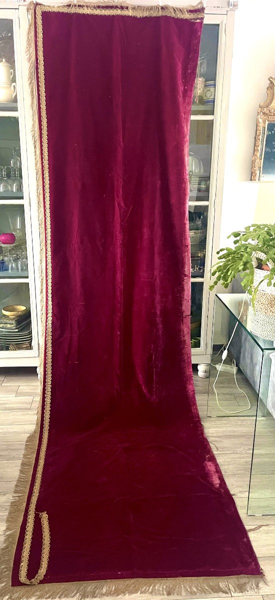 Grand Antépendium d’Autel en Velours Cramoisi et Galons d’Or – Textile Liturgique Baroque -photo-3