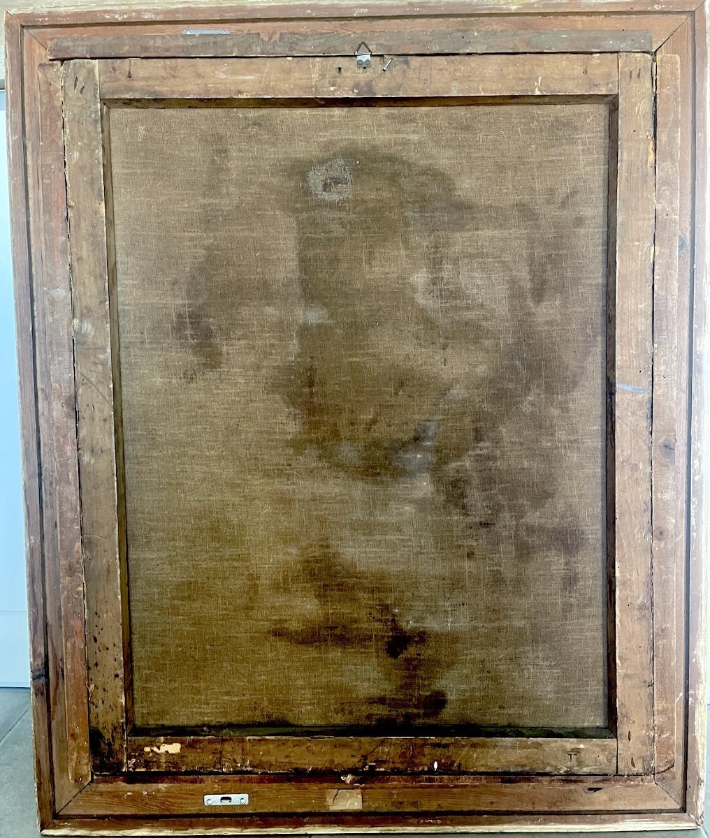 Rare Portrait de Sainte Clotilde, épouse de Clovis – École italienne – Huile sur toile – XVIIIe-photo-3