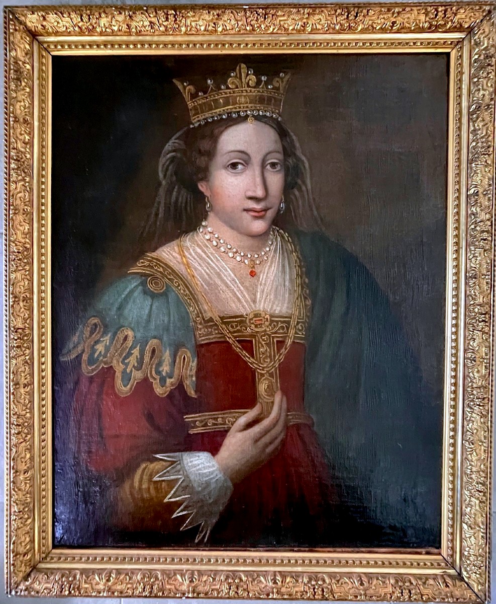 Rare Portrait de Sainte Clotilde, épouse de Clovis – École italienne – Huile sur toile – XVIIIe