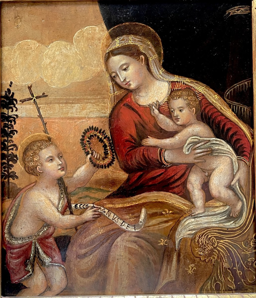Virgin And Child With The Infant Saint John The Baptist – Tuscan School (florence/siena), 16th Century -photo-3