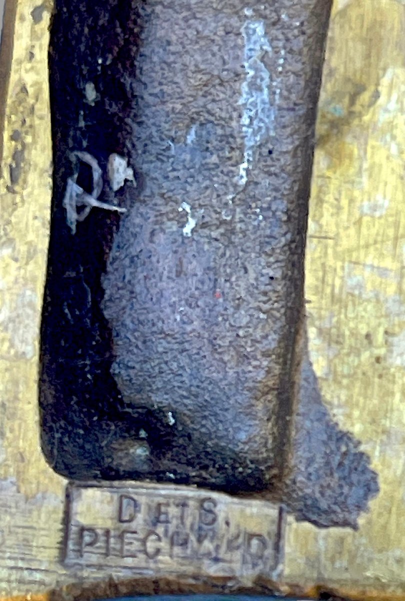 Croix pectorale Médiévale en bronze émaillé champlevé — Chrisme Chi-Rho — D. et S. PIÉCHAUD -photo-2