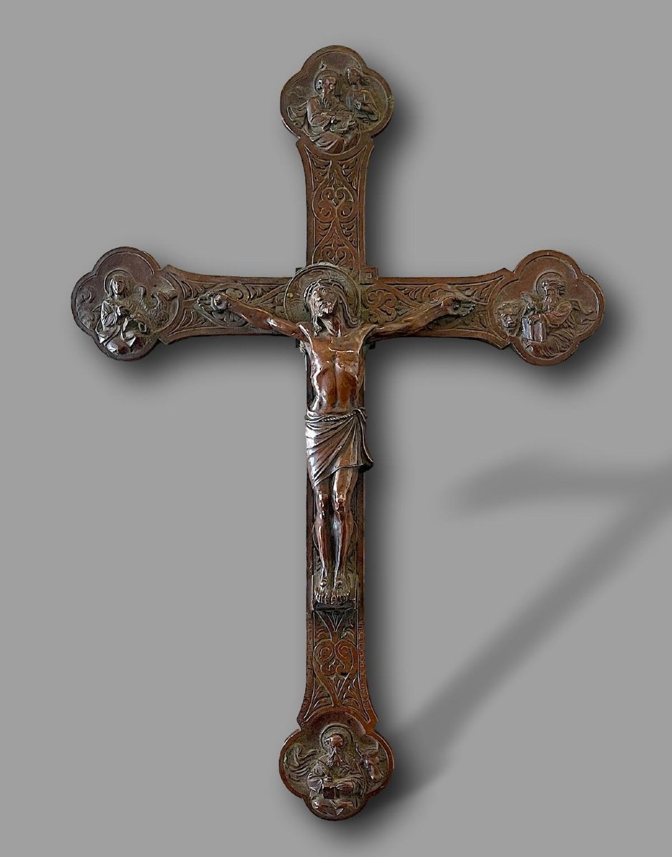 Crucifix In Patinated Bronze - Paris Edition, Rue Du Vieux-colombier - Marked B.h.m.-photo-2
