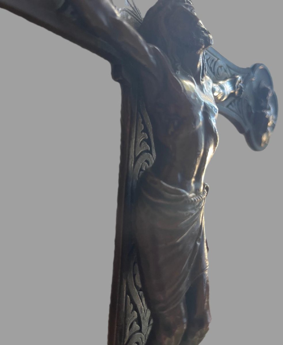 Crucifix In Patinated Bronze - Paris Edition, Rue Du Vieux-colombier - Marked B.h.m.-photo-4