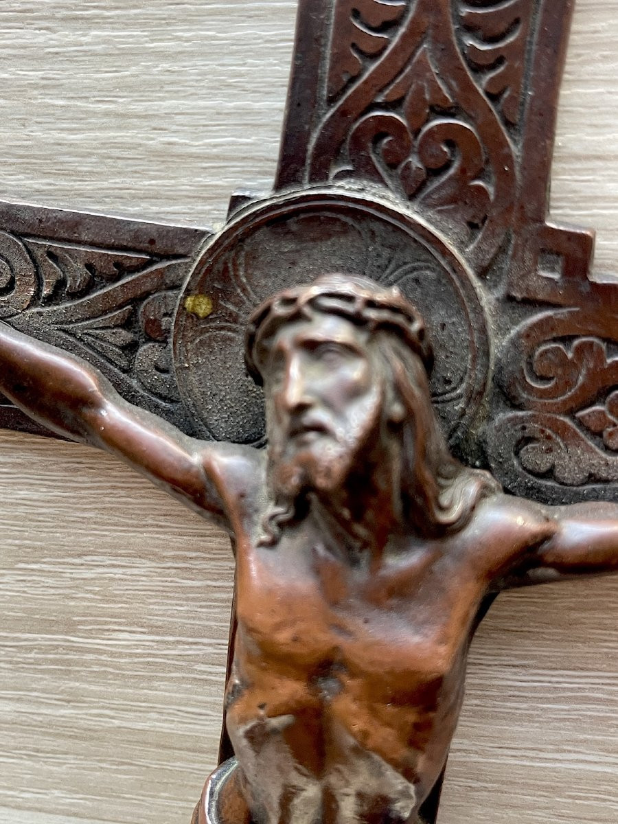 Crucifix In Patinated Bronze - Paris Edition, Rue Du Vieux-colombier - Marked B.h.m.-photo-6