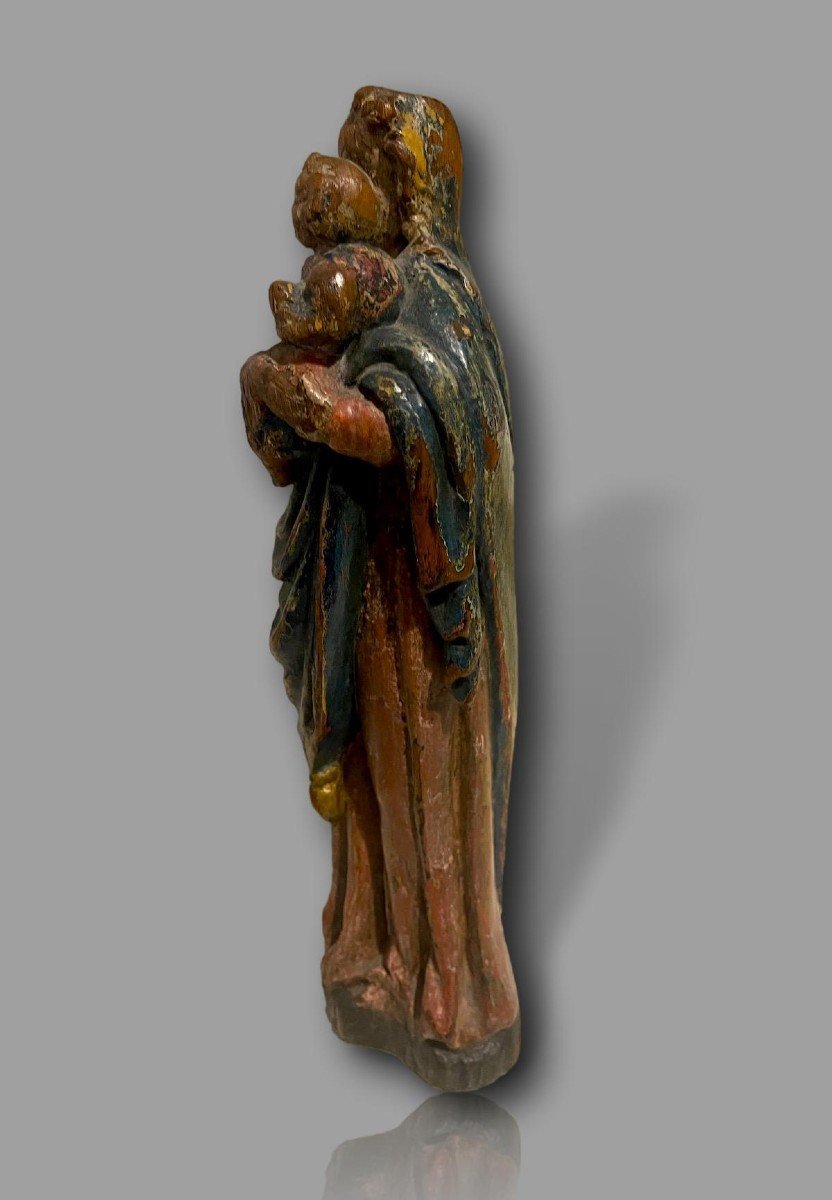 Virgin And Child - Polychrome Wood Sculpture - Touraine (france) - 17th Century-photo-2