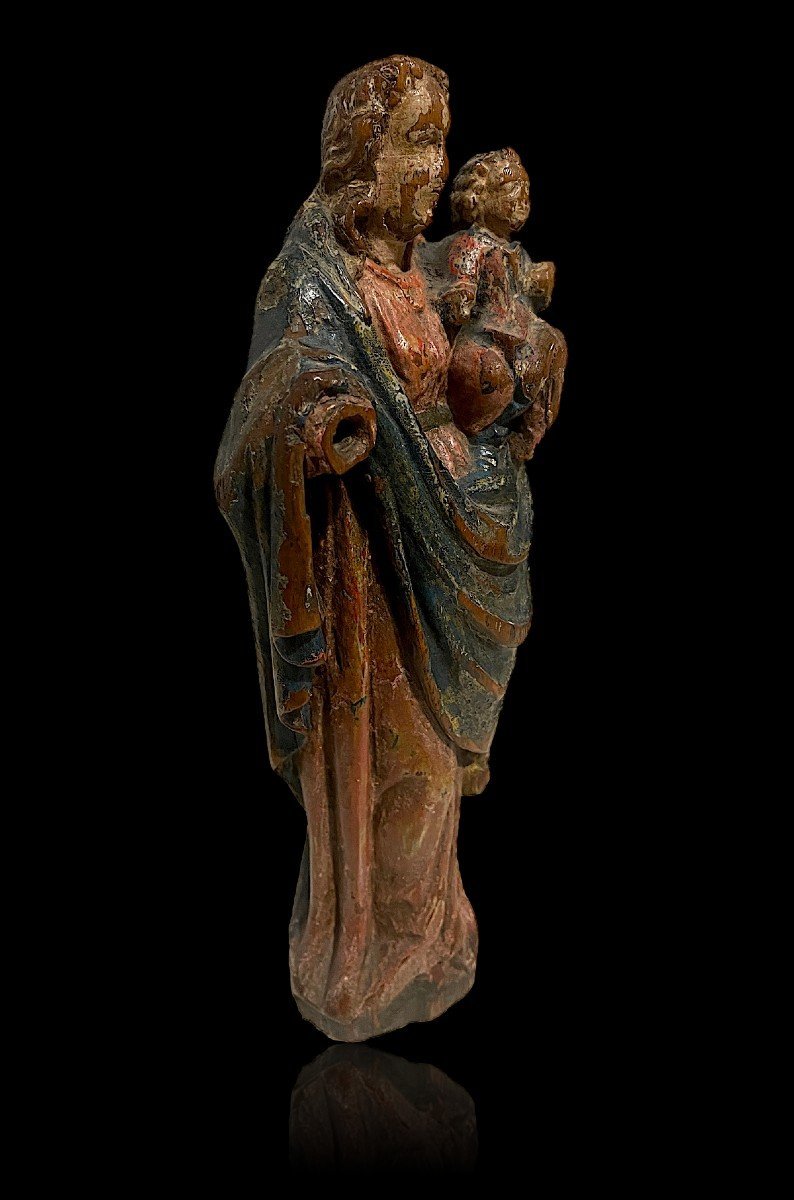 Virgin And Child - Polychrome Wood Sculpture - Touraine (france) - 17th Century-photo-5