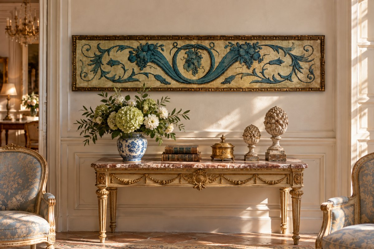 Cornes d’abondance et pampres – France – XVIIIe - Huile sur toile-photo-3