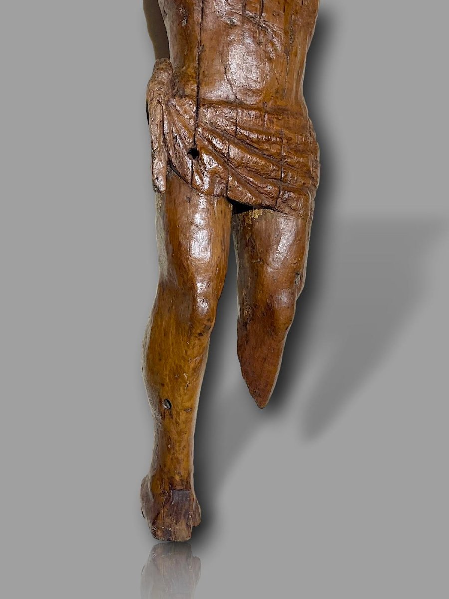 Exceptionnelle Sculpture Médiévale de Saint Sébastien en Chêne Monoxyle – Primitif XIIè siècle-photo-1